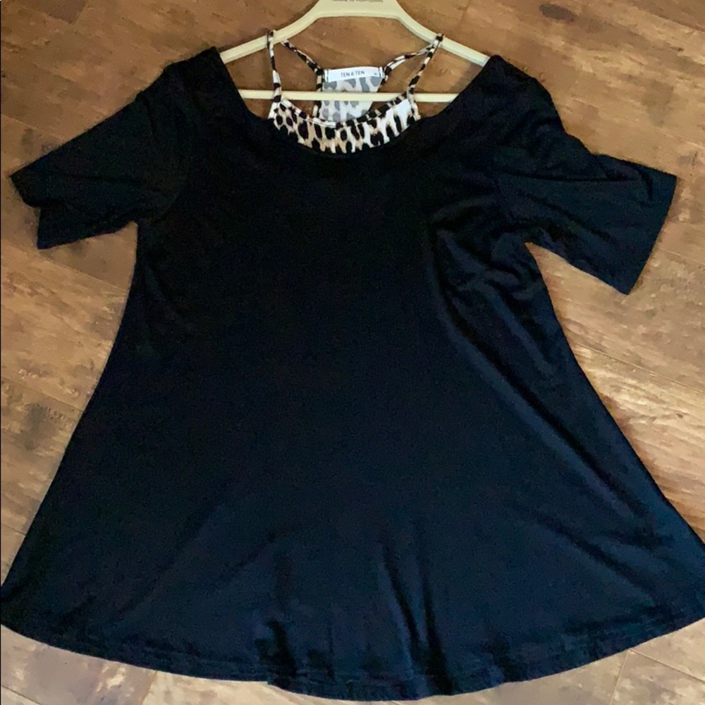 Black faux built in cheetah bralette top